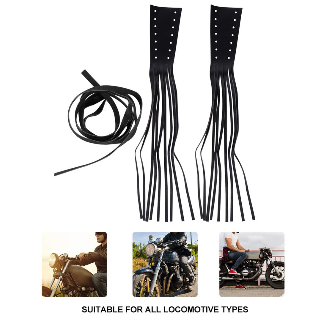 Motorcycle Leather Handlebar Grips, 1 Pair Handlebar Grips Tassel Motorcycle Universal Fashion Faux Leather Handle Cover Grips Fringe Lever Cover for Decor