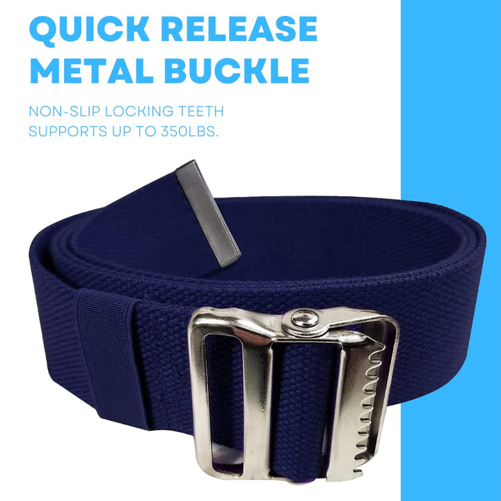 LiftAid Transfer and Gait Belt 60 Inch with Metal Buckle and Loop - Walking, Standing and Transfer Assist Aid for Seniors, Elderly Patients, Caregiver, Nurse, Therapist (Navy Blue)