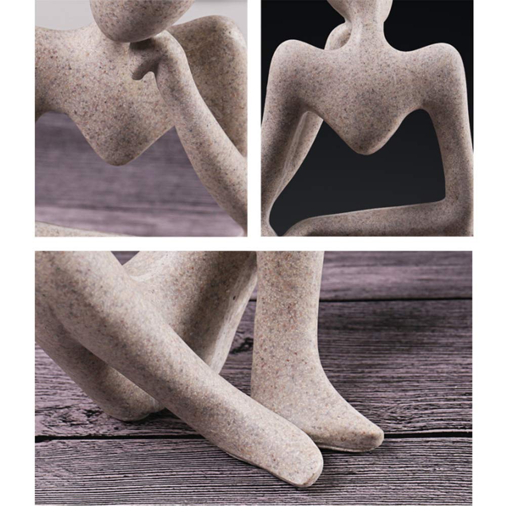 Asng Sandstone Resin Thinker Style Abstract Sculpture S