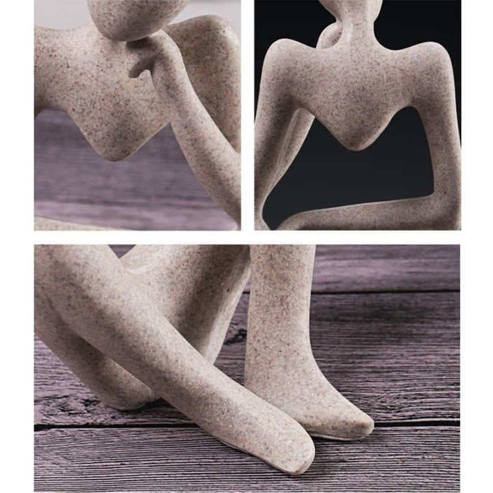 Asng Sandstone Resin Thinker Style Abstract Sculpture S