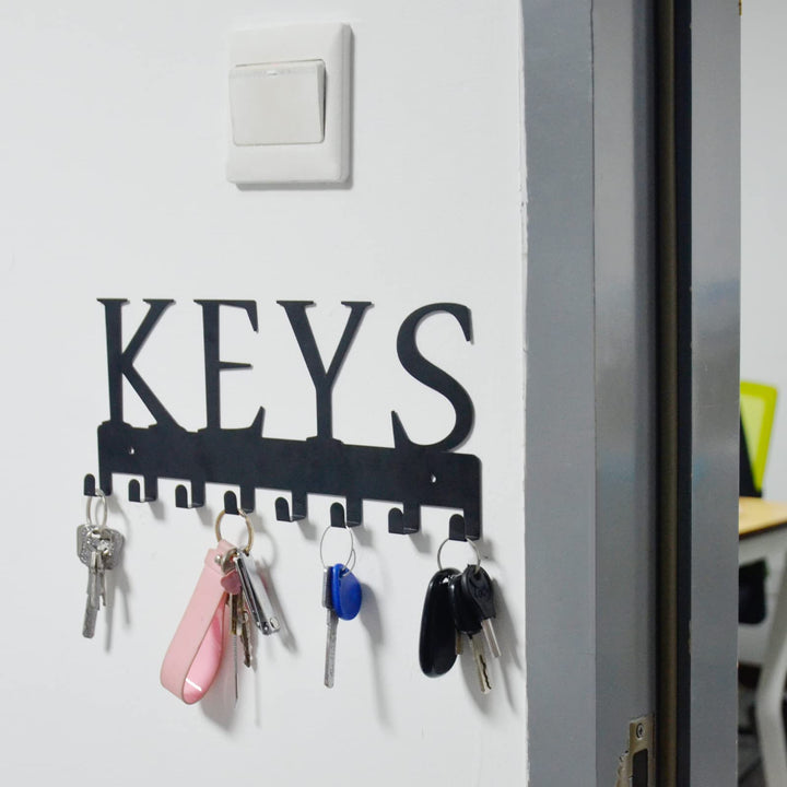 Metal Key Hanger Wall Mount, Key Holder Wall Mounted Key Hooks Organizer Key Hanger Rack Wall Mounted for Home, Entryway, Hallway, Office, Matte Black,11.4&#39;&#39;4.9&#39;&#39;0.6&#39;&#39;
