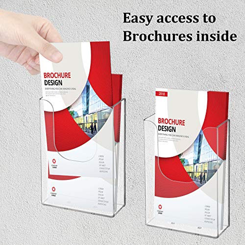 Brochure Holder Wall Mount 6 Pack,4 x 6 Inches Acrylic Flyer Holder Magazine Booklet Display Stand Trifold Holder