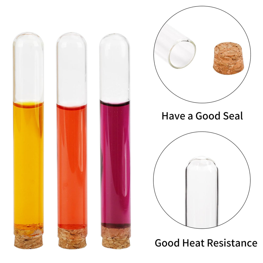 30pcs 13ml Glass Test Tubes with Cork Stoppers, 15×100mm Small Clear Glass Test Tubes for Scientific Experiments, Plant Propagation and Holiday Gifts