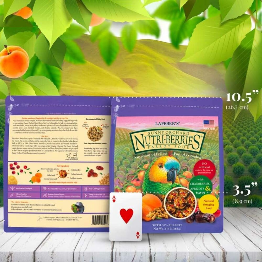 LAFEBER&#39;S Sunny Orchard Nutri-Berries Pet Bird Food, Made with Non-GMO and Human-Grade Ingredients, for Parrots, 3 lb