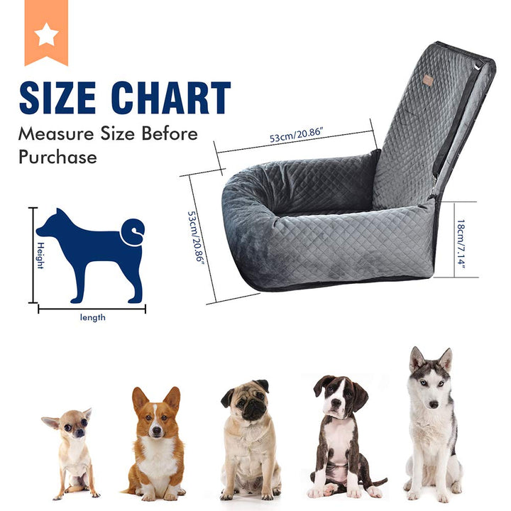 Dog Car Seat Pet Booster Seat Pet Travel Safety Car Seat,The Dog seat Made is Safe and Comfortable,and can be Disassembled for Easy Cleaning (Gray)