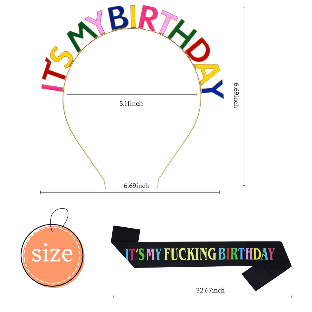 Black It&#39;s My Birthday Sash Tiara Crown Headband Kit for Women Birthday Girls Princess, Summer Happy Birthday Girl Party Gifts Decorations