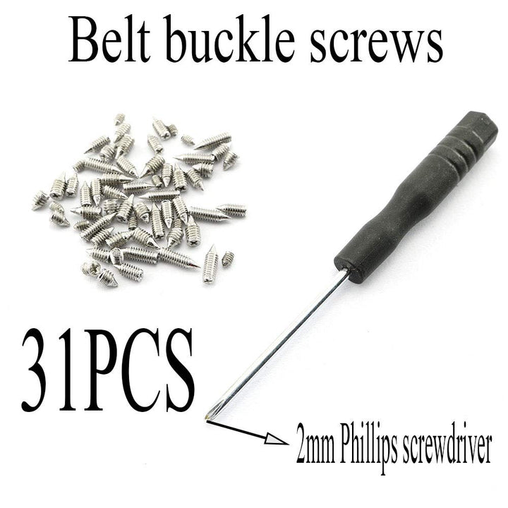 60pcs Nickel Plated Screw Set Assembly for Belt Buckle Include M2x3mm, M2.5x5mm, M2.5x6mm, M2.5x8mm, M3x3mm, M3x6mm with 2mm Screwdriver for Belt Repair, Ladies Handbag Hardware