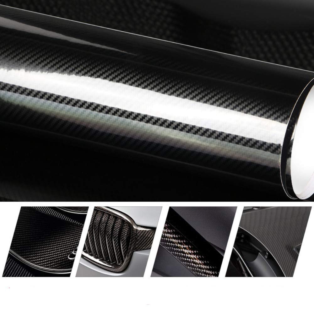 DIYAH 3D High Gloss Black Carbon Fiber Vinyl Bubble Fre