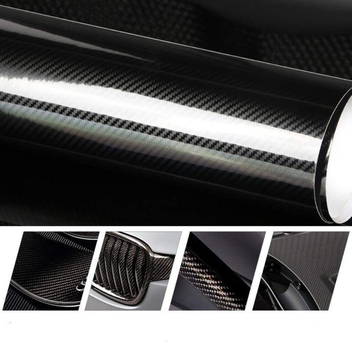 DIYAH 3D High Gloss Black Carbon Fiber Vinyl Bubble Fre