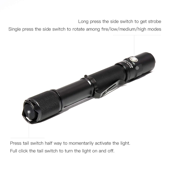 LED Flashlight Archer 2A V3, 500 Lumens Mini AA Flashlight with Lanyard, IPX8 Water-Resistant Dual Switch Outdoor Flash Light for Hiking, Camping, Everyday Use, EDC - CW