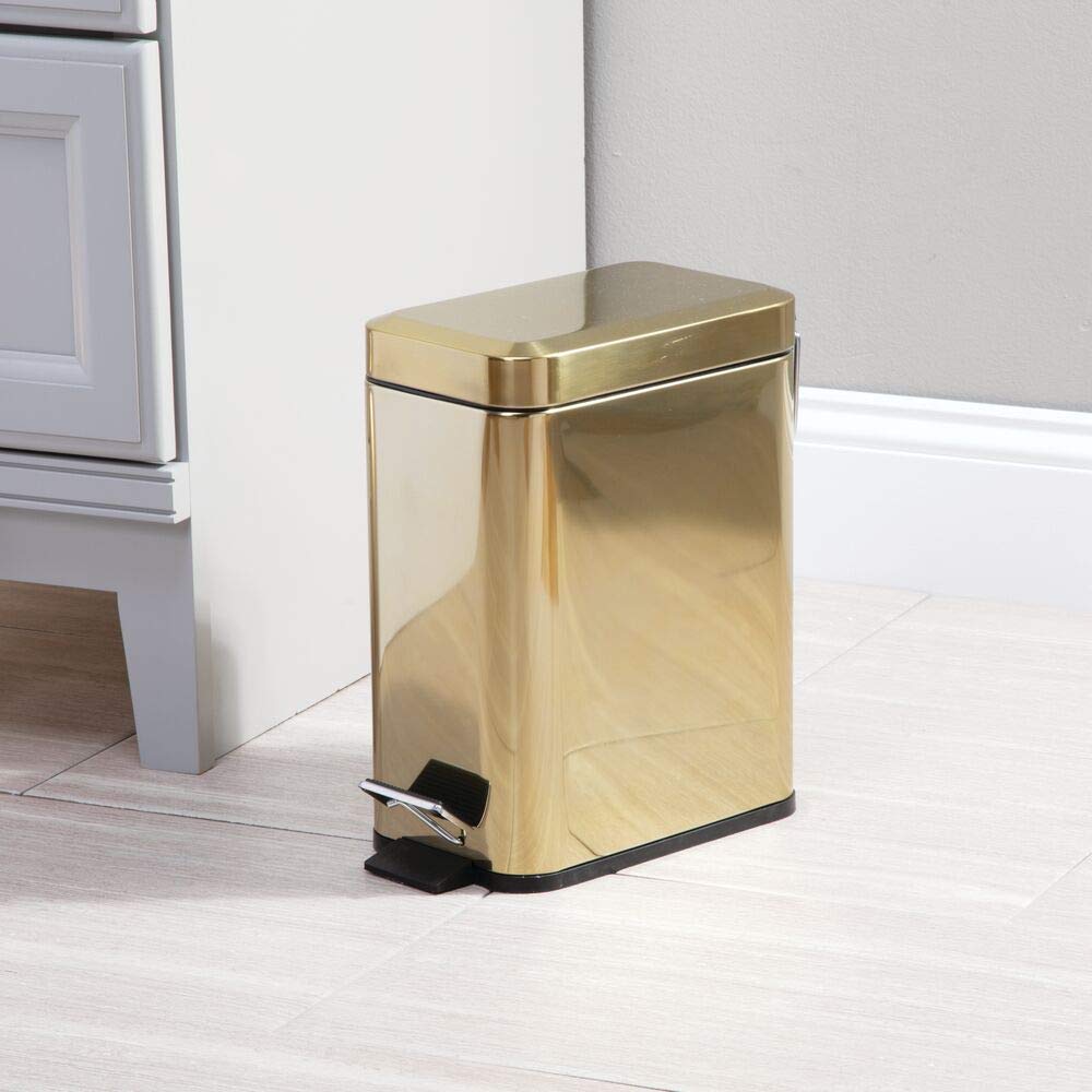 mDesign Small Modern 1.3 Gallon Rectangle Metal Lidded 