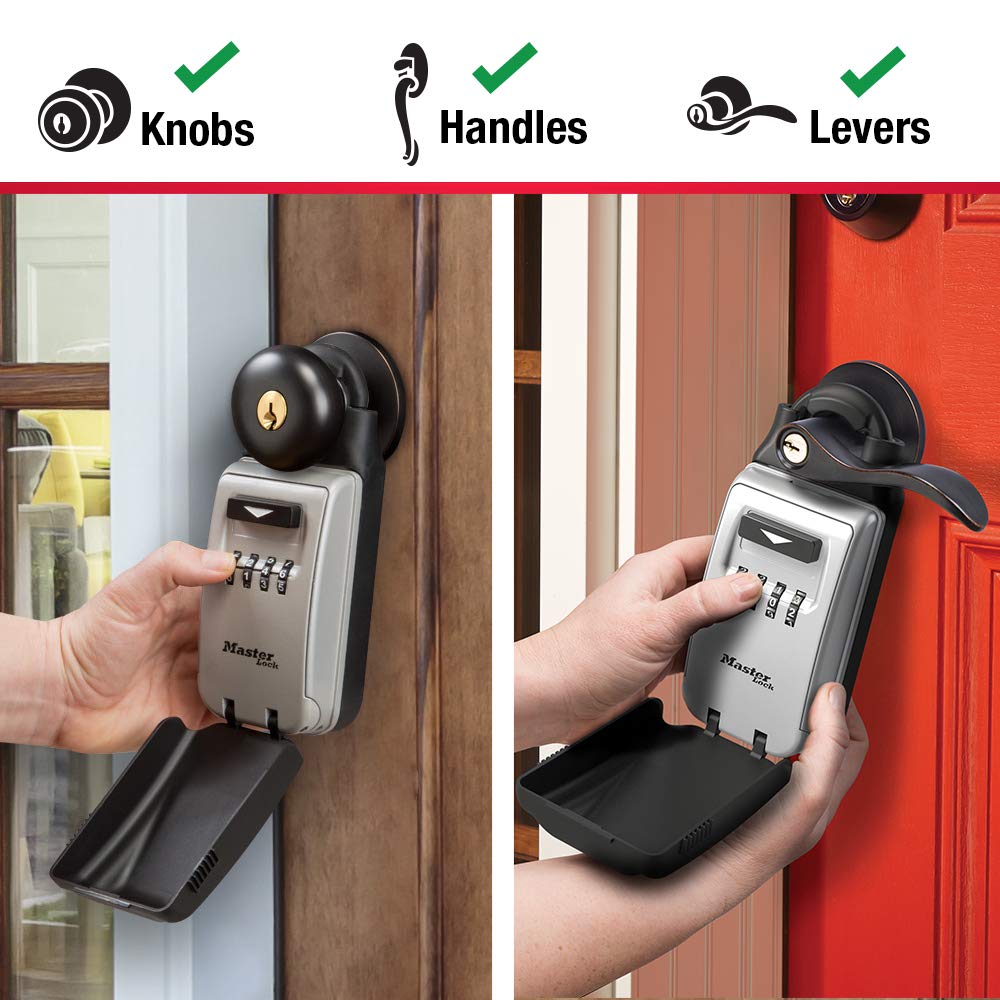 Black Portable Key Lock Box with Adjustable Shackle, Set/Reset Combination for Tenants, Guests, Clients, Ideal for Realtors, Landlords or Property Managers, Holds 6 Keys, 5420EC