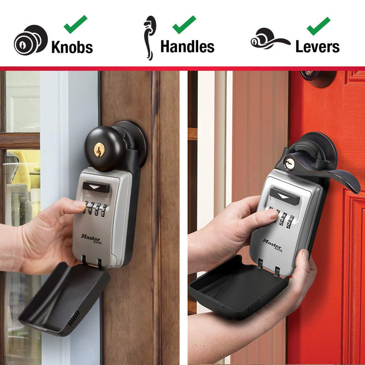 Black Portable Key Lock Box with Adjustable Shackle, Set/Reset Combination for Tenants, Guests, Clients, Ideal for Realtors, Landlords or Property Managers, Holds 6 Keys, 5420EC