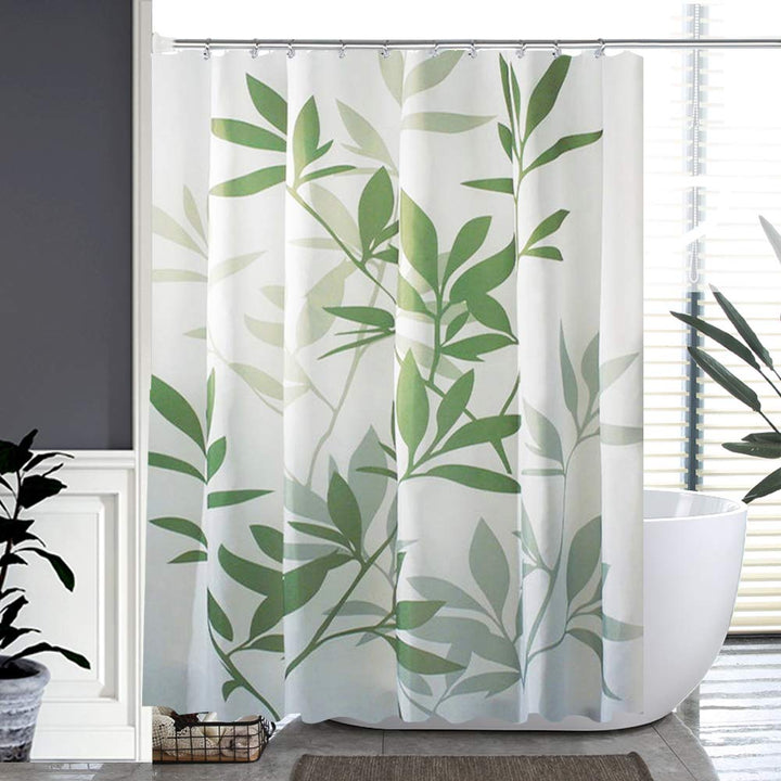 Green Leaves Shower Curtain,Decorative Plant Bath Curtain Fabric Bathroom Curtain,72 x 72 Inch