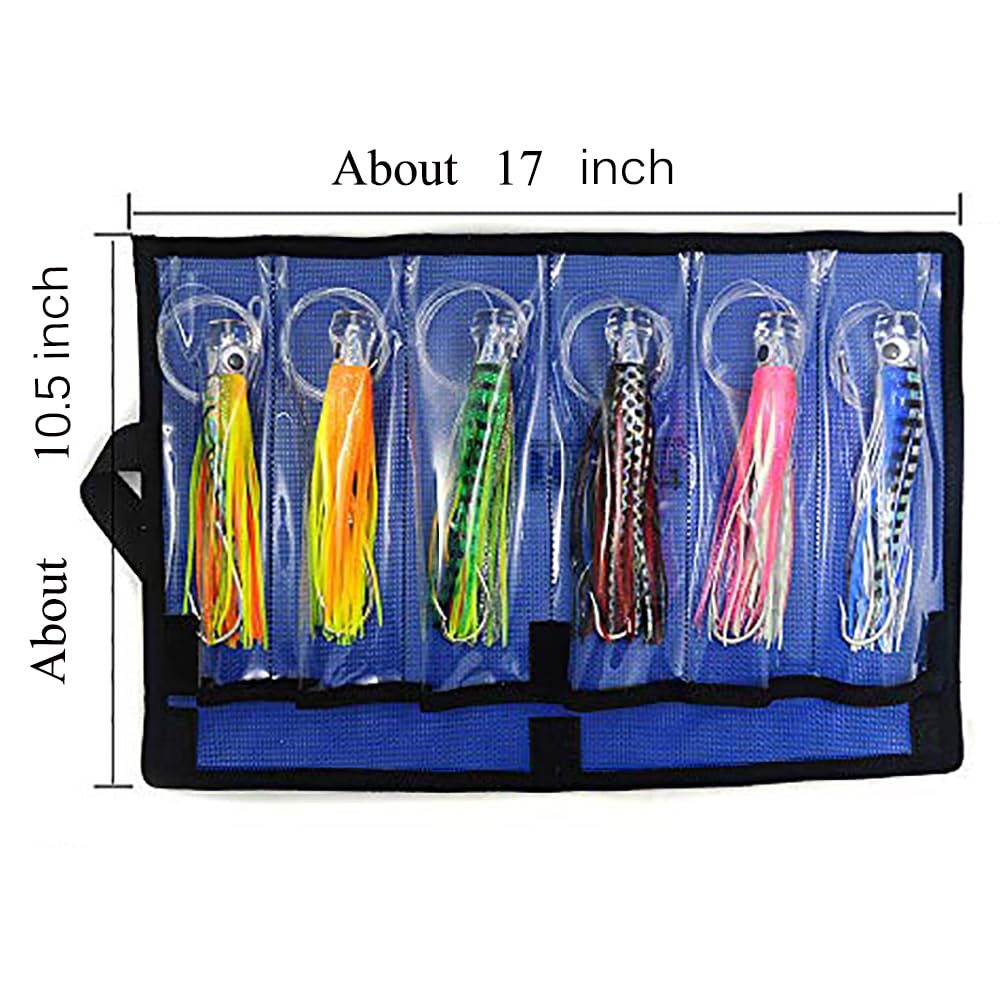 Kmucutie Set of 6 pcs 6.5 inch trolling Lure Marlin Tuna Dolphin Shark Big Game deep sea Fishing Lures Included Mesh Bag (6.5 INCH A)