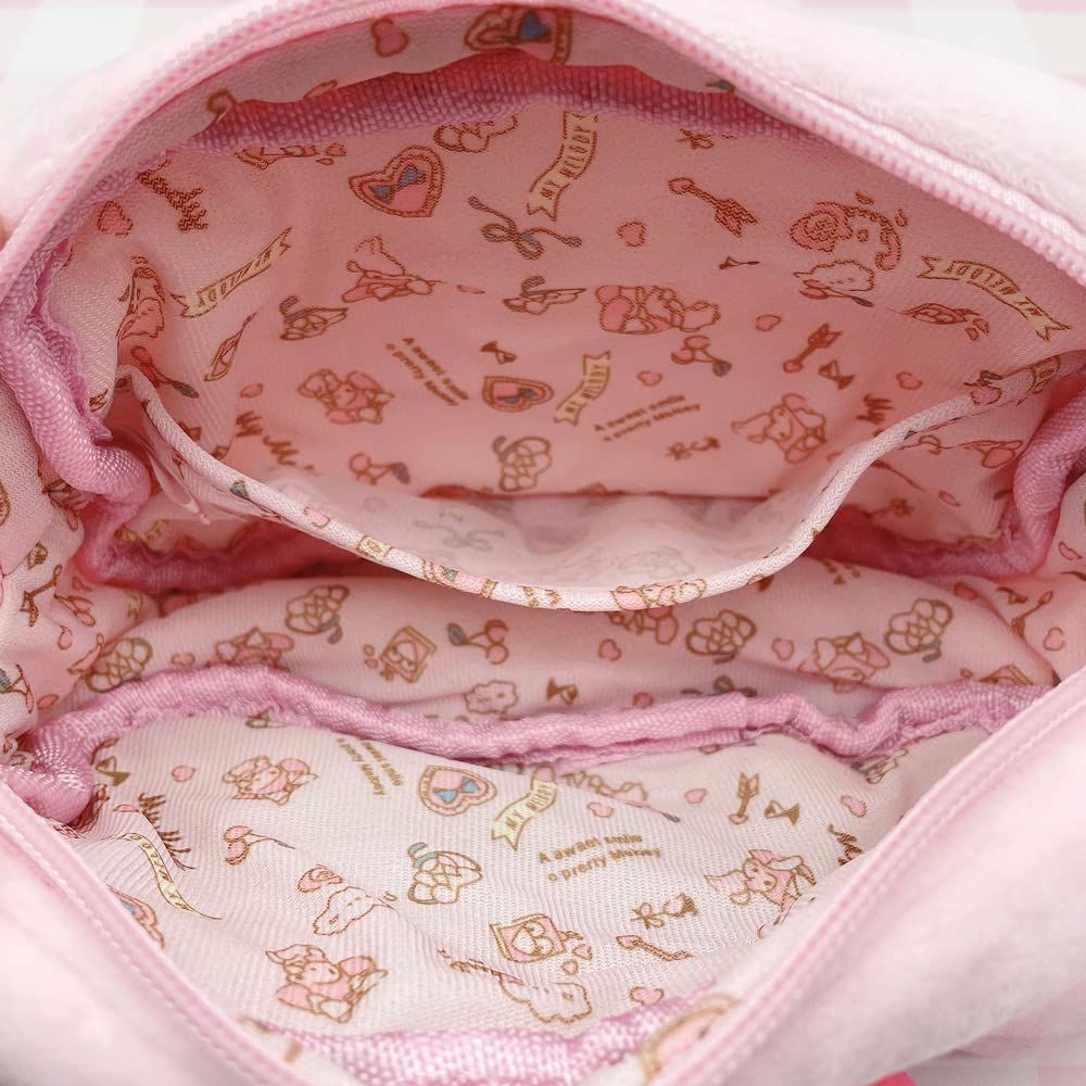 Cartoon Cosmetic Bag With Zipper,Kawaii Plush Makeup Bag,Cute Brush Organizer Toiletry Bag for Women Girls(Pink)