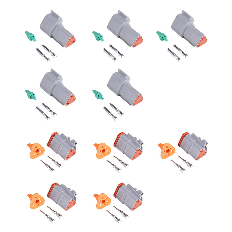 5 Kit 3 Pin Way DT Series Connector Gray Receptacle IP67 Waterproof Heavy Duty 14-18 AWG 13 Amps Continuous DT04-3P DT06-3S w/Wedge Lock W3P W3S (5 Kits, 3 Pin)