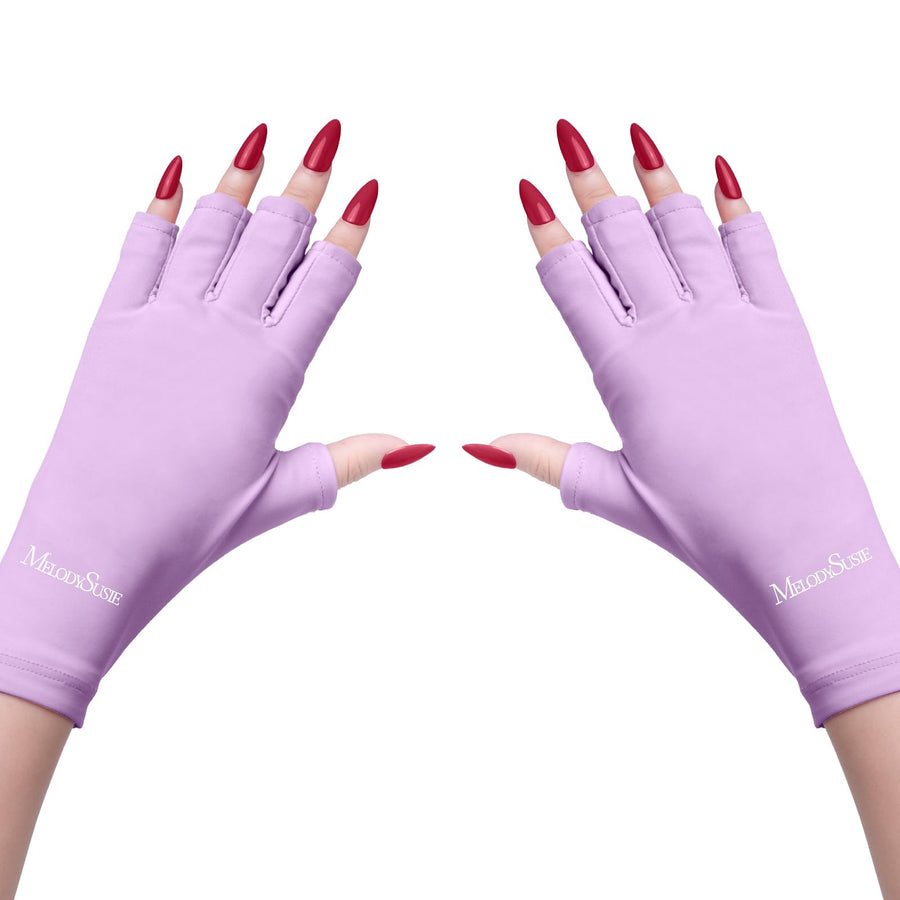 UV Glove for Gel Nail Lamp, Professional UPF50+ UV Protection Gloves for Manicures, Nail Art Skin Care Fingerless Anti UV Glove Protect Hands from UV Harm (Purple)
