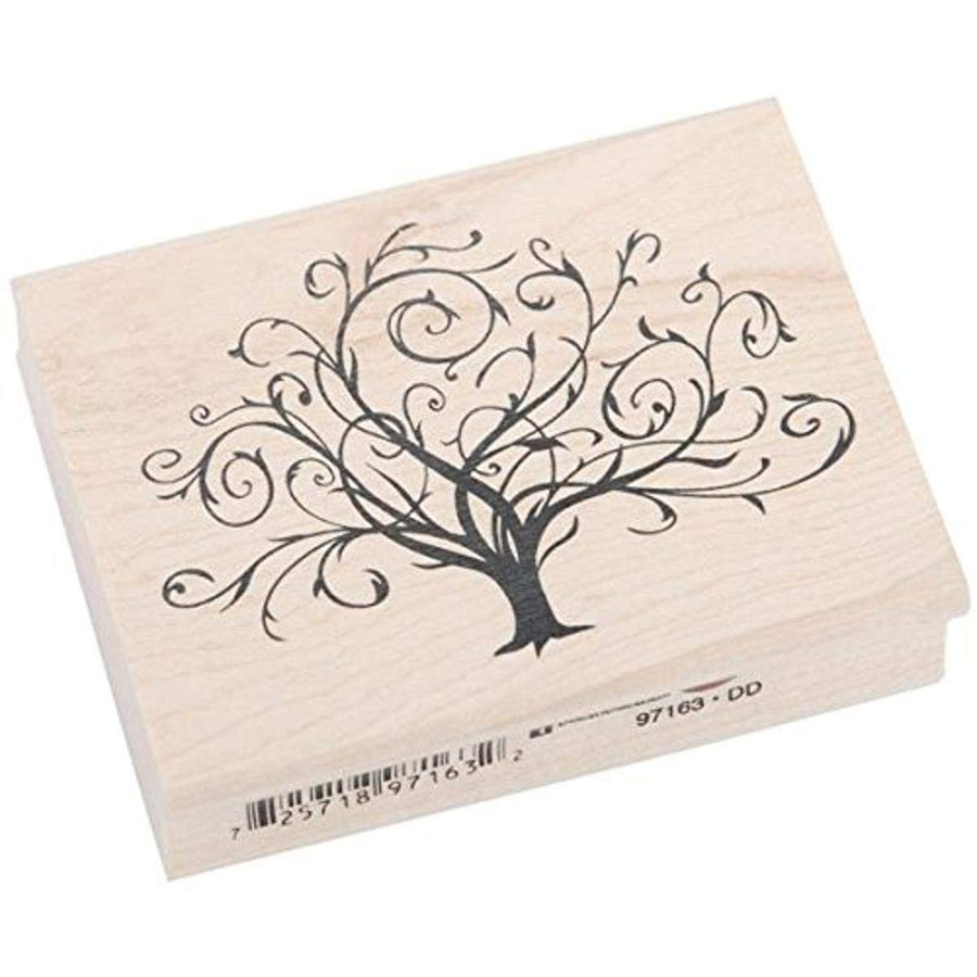 Wood Stamp, Flourished Fall Tree