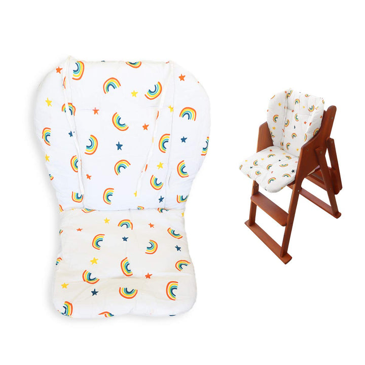 Baby High Chair Cushion, Thick Pad for Wooden High Chair, Baby Dining Chair Liner Mat (Yellow Rainbow)