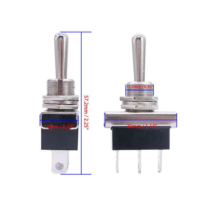 2Pcs Momentary Toggle Switch 12V 25A SPDT (ON)/Off/(ON) 3 pin 3 Position Waterproof Toggle Switch with Waterproof Cover for Auto Car KN3D-123