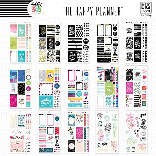 me &amp; my BIG ideas Sticker Value Pack - The Happy Planner Scrapbooking Supplies - Classic Color Theme - Multi-Color &amp; Gold Foil - Great for Projects &amp; Albums - 30 Sheets, 725 Stickers Total