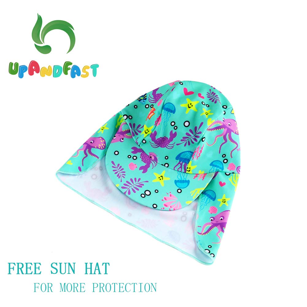 Baby/Toddler One Piece Zip Sunsuits With Sun Hat UPF 50+ Sun Protection Infant Beach Swimsuit (Green, 9-12 Months)