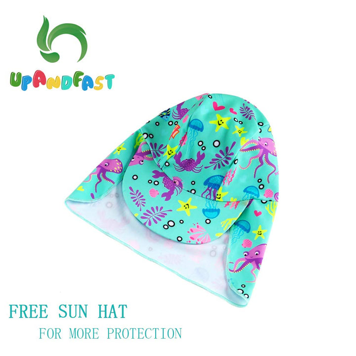 Baby/Toddler One Piece Zip Sunsuits With Sun Hat UPF 50+ Sun Protection Infant Beach Swimsuit (Green, 9-12 Months)