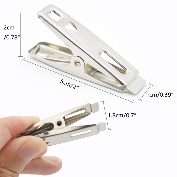 60 PCS Strong Stainless Steel Clothes Pins Metal Laundry Clips with Storage Box for Clothes Sock Food Sealing Photos