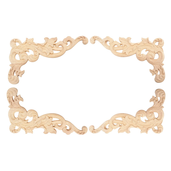 MUXSAM Wood Carved Appliques Onlays, 2-Pair Unpainted W
