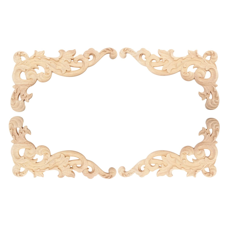 MUXSAM Wood Carved Appliques Onlays, 2-Pair Unpainted W