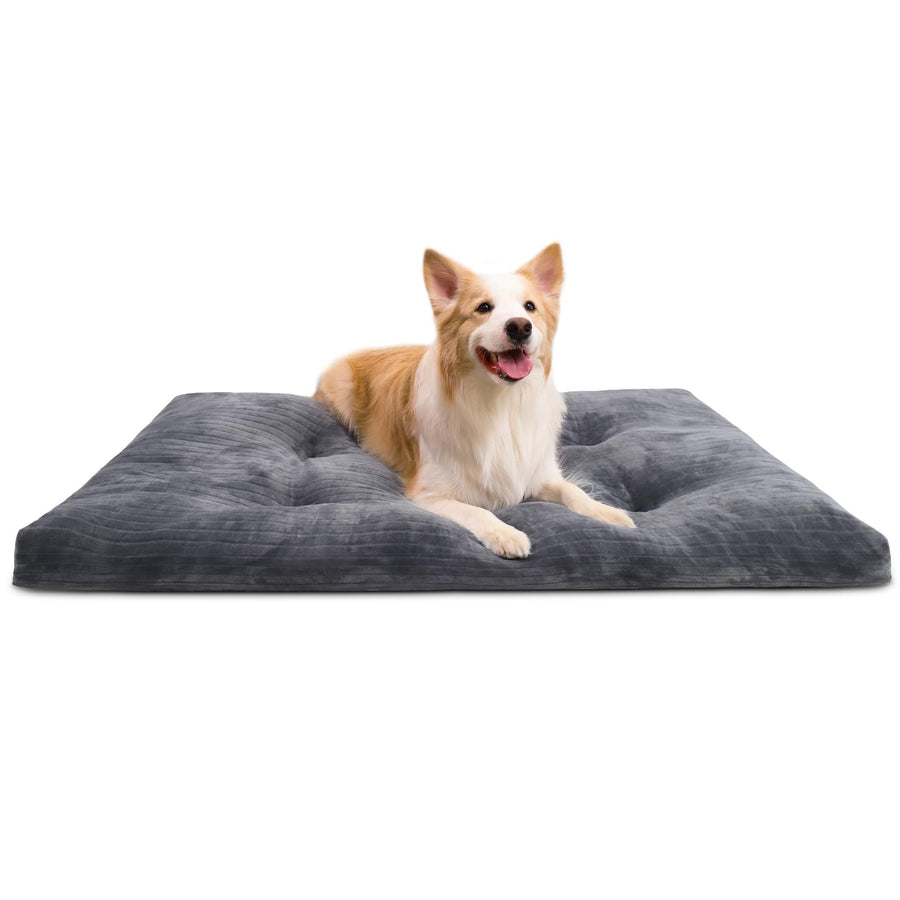 Dog Crate Bed Washable Dog Beds for Extra Large Dogs Deluxe Thick Flannel Fluffy Comfy Kennel Pad Anti-Slip & Anti-Scratch Pet Sleeping Mat, 41 x 27 Inch, Gray
