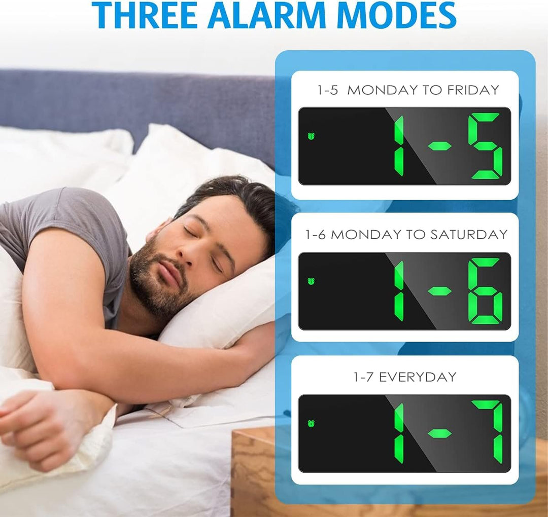 Newest Digital Alarm Clock, LED Clock for Bedroom, Electronic Desktop Clock with Temperature Display, Adjustable Brightness, Voice Control, 12/24H Display for Home ( )
