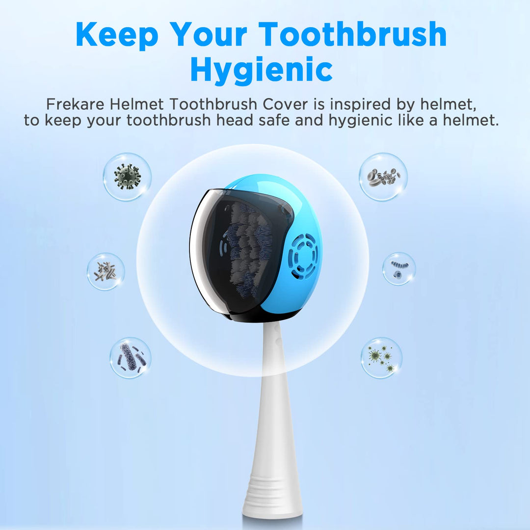 Helmet Toothbrush Covers Caps, Fits Most Manual and Electric Toothbrushes, 4 Count (White, Black, Blue, Red)