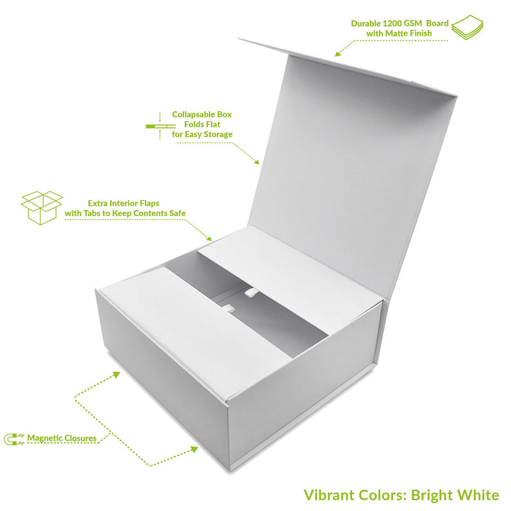 Collapsible Magnetic Front Flap Closure Boxes with Whit