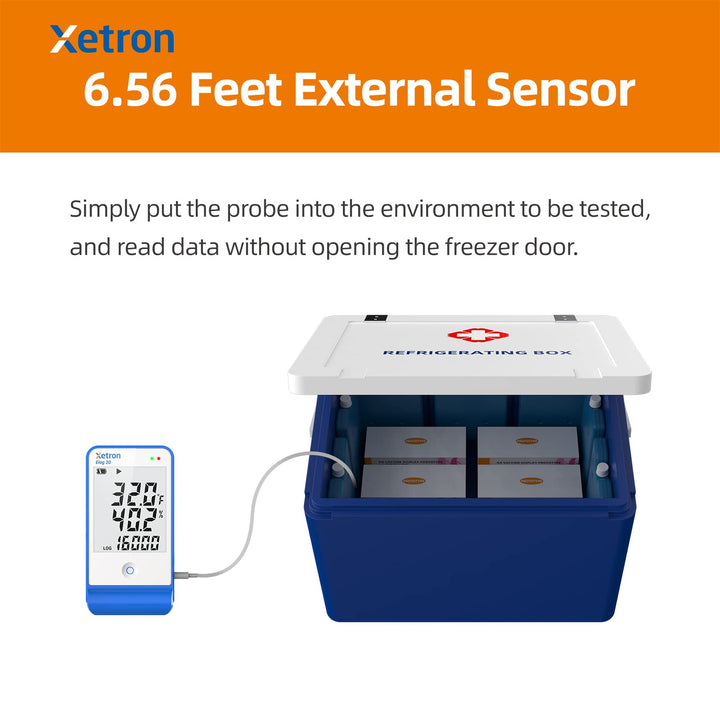 Elog20 Temperature Humidity Data Logger, Waterproof Temperature Recorder with Detachable Buffered Probe, Fridge Temperature Logger up to 16000 Points,PDF Report,This Year&#39;s Latest Production