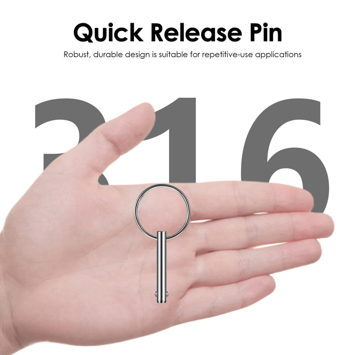Quick Release Pin Double Ball Lock Pin 316 Stainless Steel 1/4 inch (6.3mm) Diameter, 1(25mm) Usable Length, Bimini Top Pin Detent Ring Pin Boat Marine Hardware (2)
