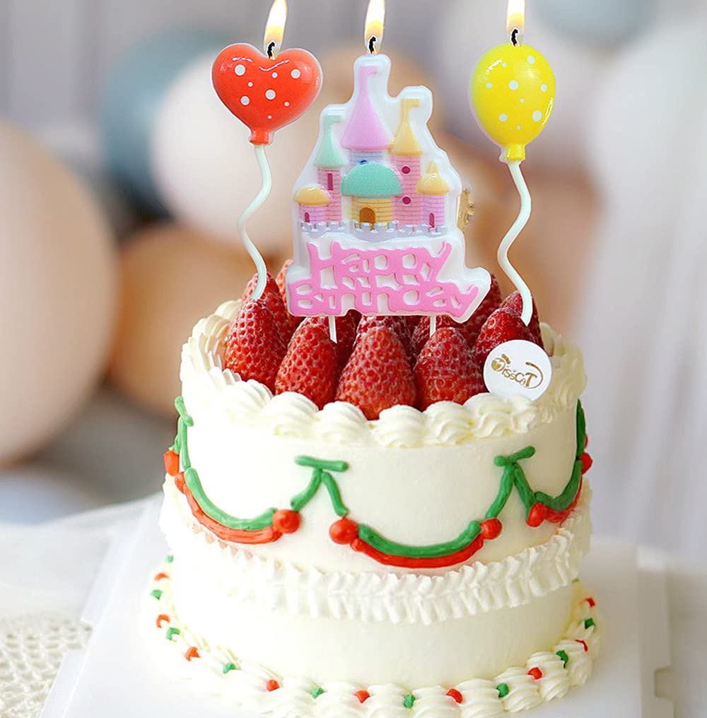 Castle Happy Birthday Candle Set,Fairy Tale Theme Baby 