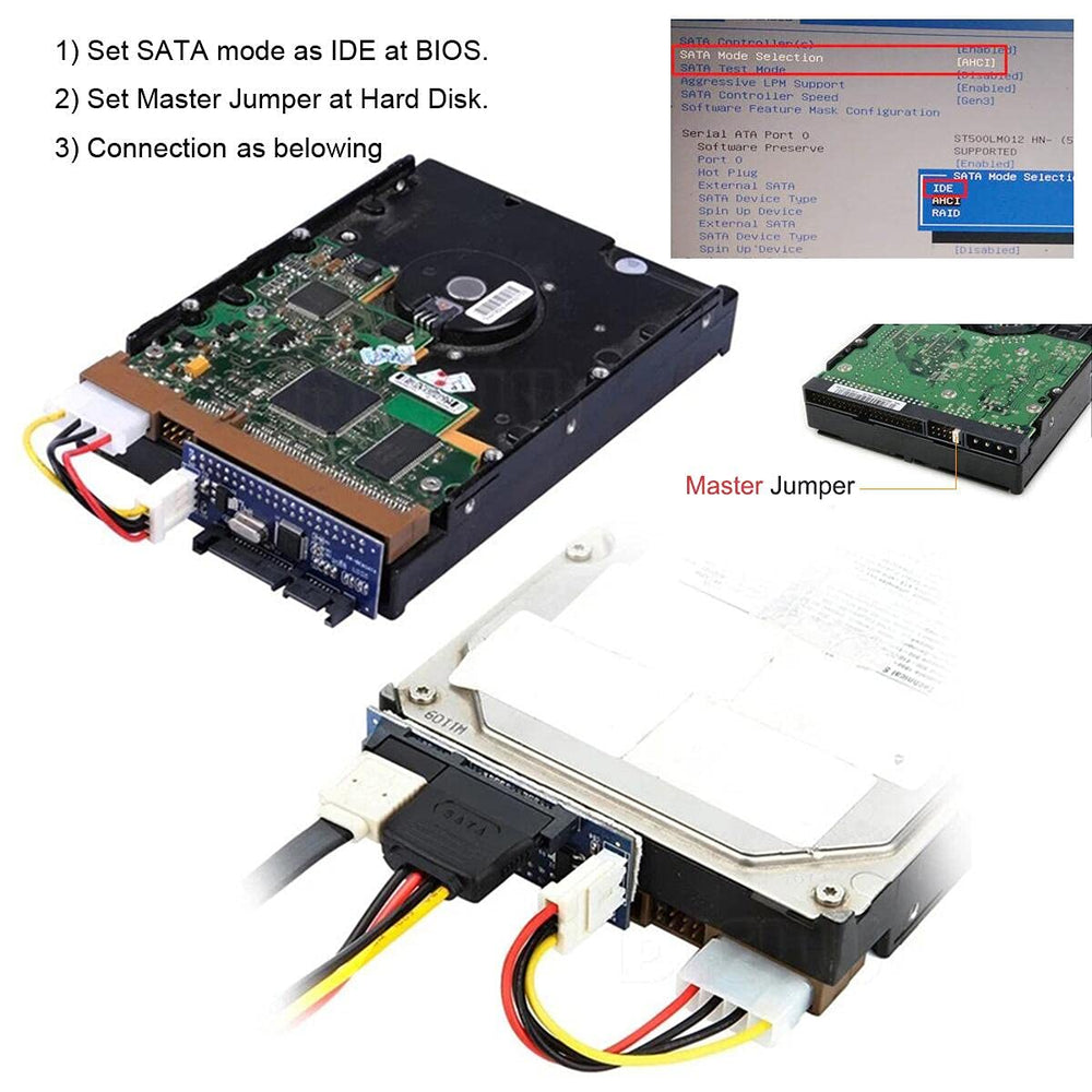 Cablecc IDE/PATA 40Pin Disk to SATA Female Converter Adapter PCBA for Desktop & 3.5 Hard Disk Drive
