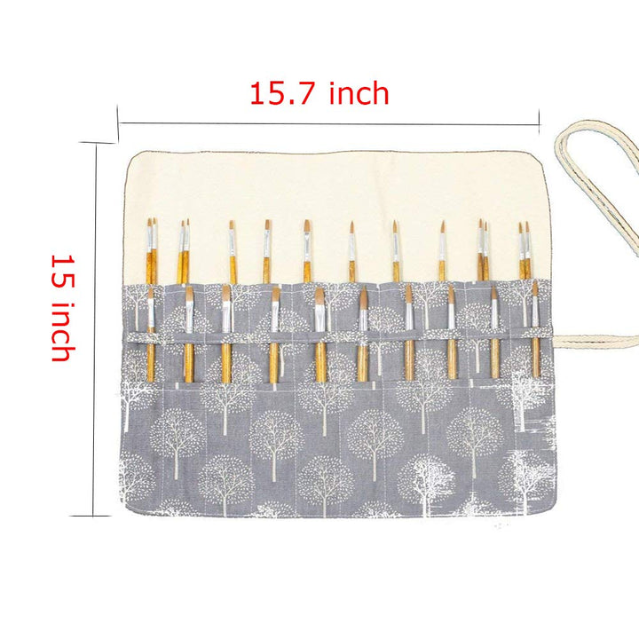 Roll Up Paint Brush Holder Artist Canvas Roll Pouch Bag Makeup Brushes Case Organizer Rollup Protection(15 inch,Without Brushes)
