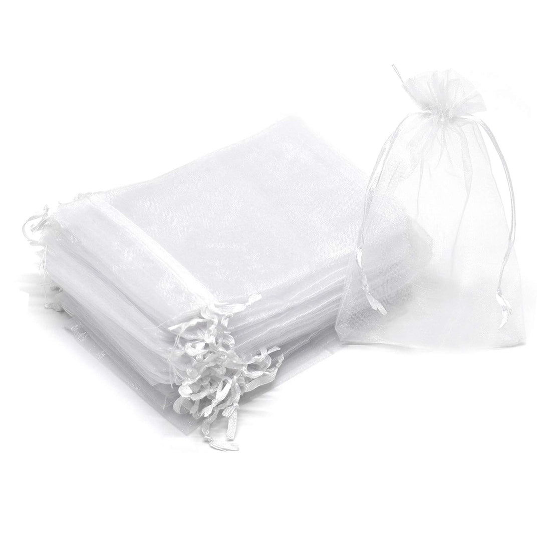 Bezall 100Pcs Organza Bags 4x6 Inches, White Wedding Favor Bags with Drawstring, Small Mesh Gift Bags Jewelry Christmas Candy Pouches