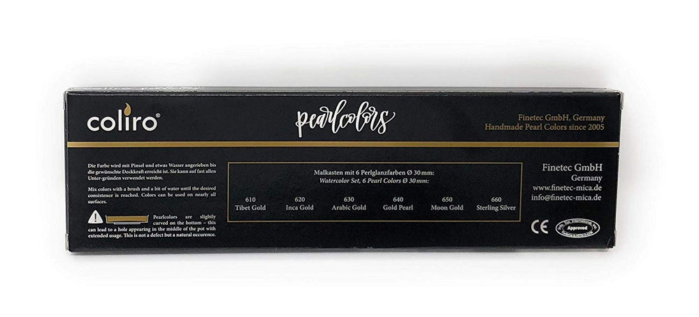 Finetec Coliro C600 Artist Mica Watercolor Pearl and Shimmer-Pearl Paint - Set of 6