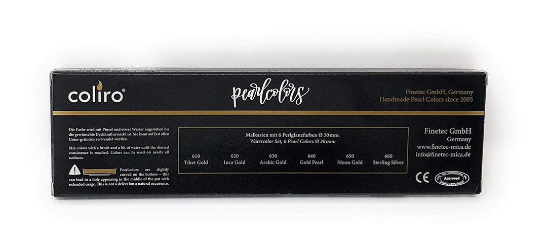 Finetec Coliro C600 Artist Mica Watercolor Pearl and Shimmer-Pearl Paint - Set of 6