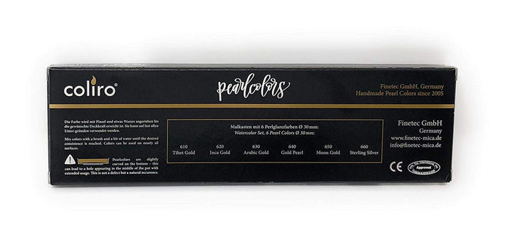 Finetec Coliro C600 Artist Mica Watercolor Pearl and Shimmer-Pearl Paint - Set of 6