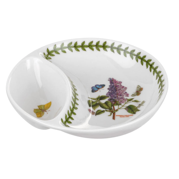 Botanic Garden 6 Circular Divided Serving Dish | Lilac Design | Porcelain | Chip Resistant Glaze | Dishwasher, Microwave, Freezer, and Oven Safe