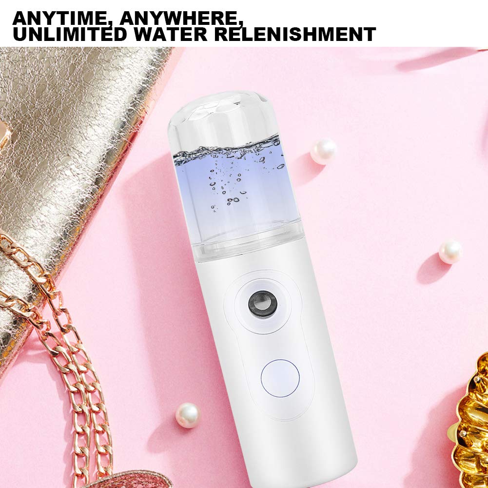 Facial Mister Portable Handy Face Mist Sprayer Professional Mini Humidifier Facial Steamer Moisturizing and Hydrating Spa Beauty Device