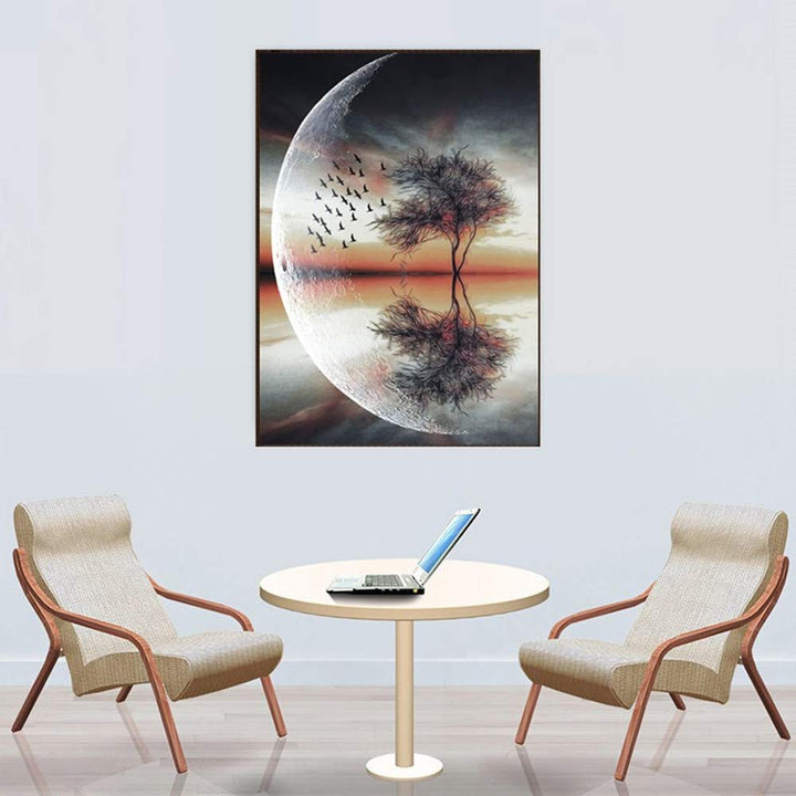 5D DIY Diamond Art Painting Kits for Adults,Moon Tree Full Drill Embroidery Paintings Rhinestone Pasted DIY Painting Cross Stitch Arts Crafts for Home Wall Decor 11.8×15.8Inches