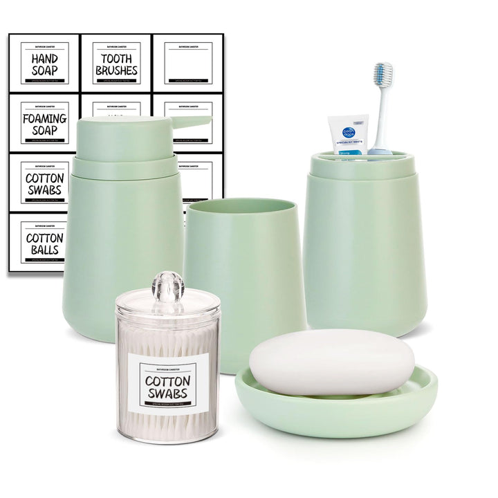 IMAVO Green Bathroom Set,5 Piece Bathroom Gift Set,Toot