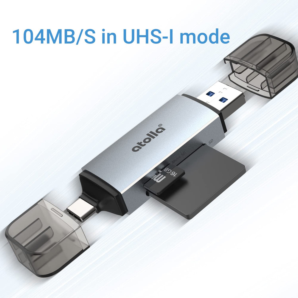 SD Card Reader, Memory SD Card Reader USB C+USB 3.0, Supports SD/MMC/SDHC/MicroSD/SDXC, Compatible for MacBook Air/Pro, iPad Pro 2020, Samsung Galaxy S21, Dell XPS and More