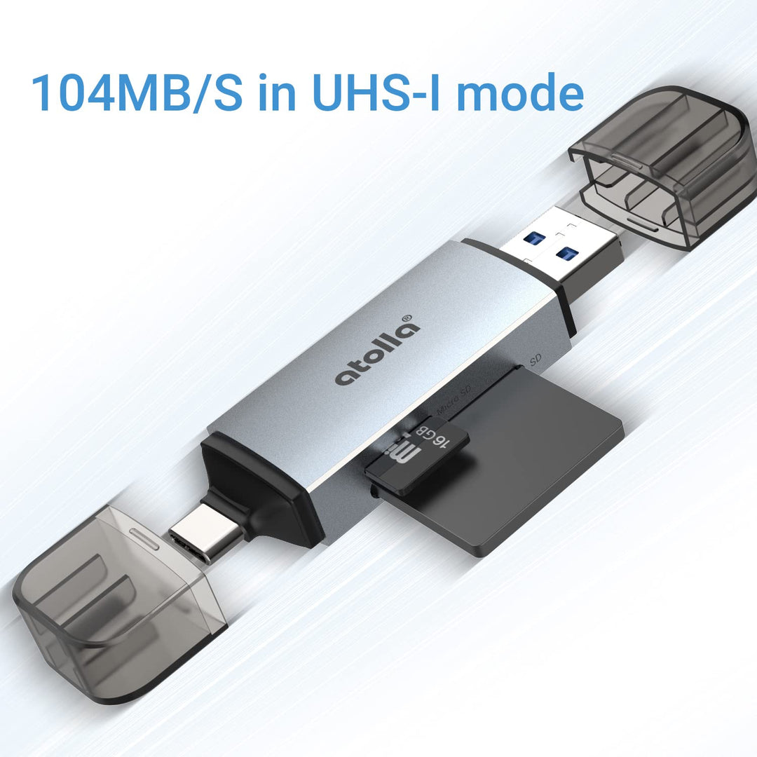 SD Card Reader, Memory SD Card Reader USB C+USB 3.0, Supports SD/MMC/SDHC/MicroSD/SDXC, Compatible for MacBook Air/Pro, iPad Pro 2020, Samsung Galaxy S21, Dell XPS and More
